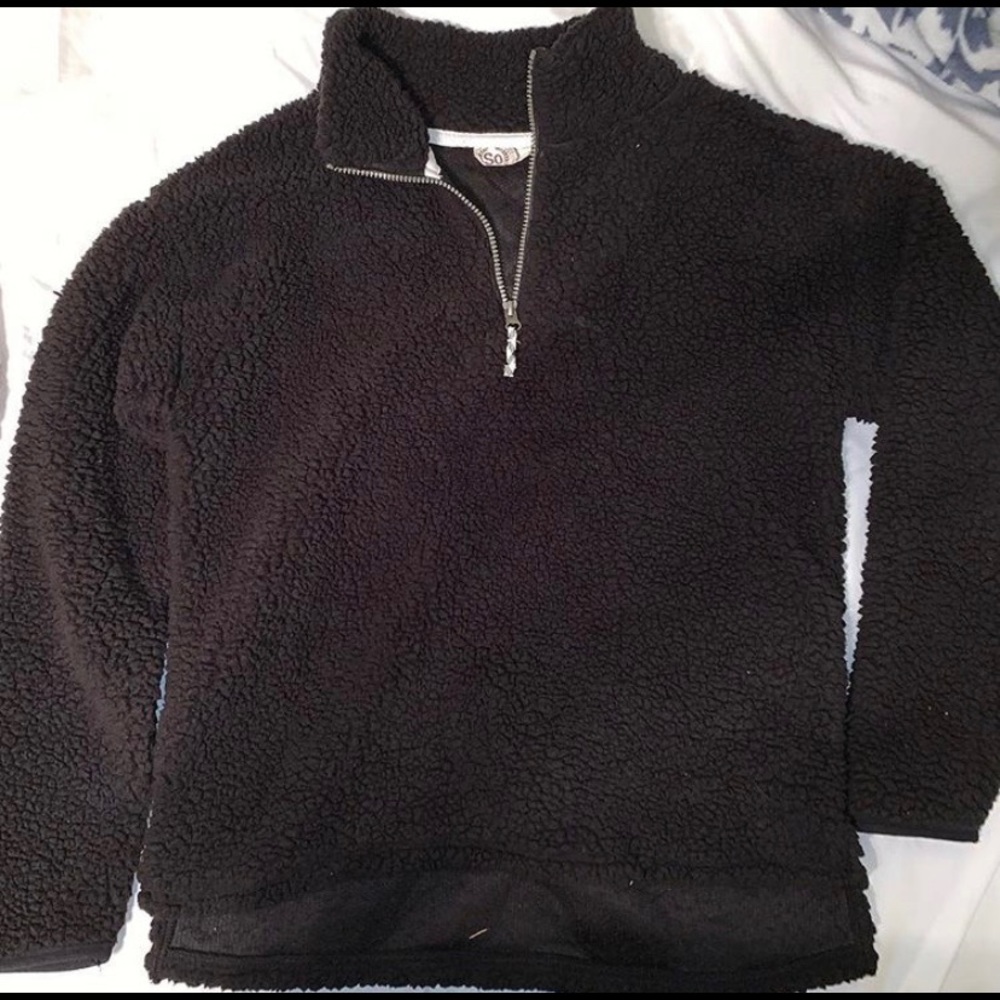 Fuzzy black half zip jacket